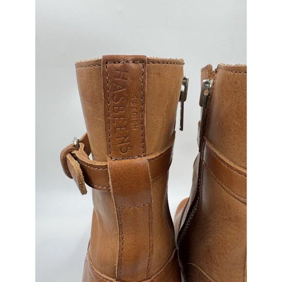 SWEDISH HASBEENS Natural Brown Clog Jodhpur Block Heel Leather Boots 37 US 7 - Picture 7 of 16